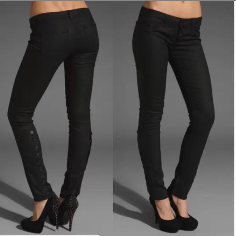 HUDSON BLACK COATED FONDA BUTTON LEG JEAN SZ 29